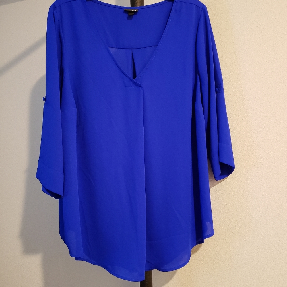 Torrid Size 0 Blue Single Pleat Georgette Blouse